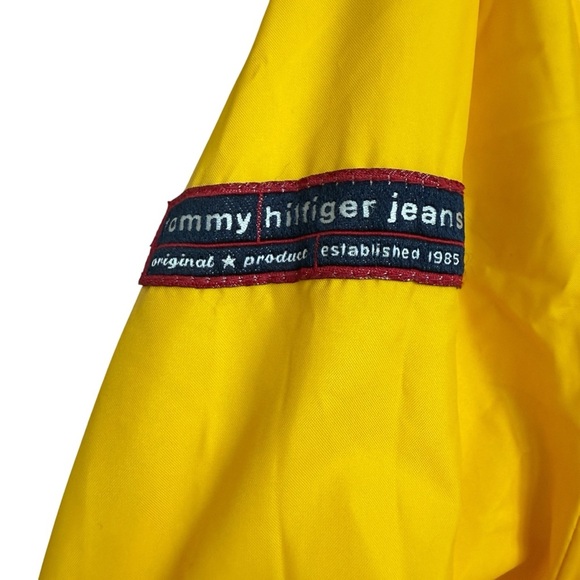 VINTAGE! Tommy Hilfiger Jeans Women’s 90s Y2K Yellow Windbreaker Jacket M Hooded - Picture 5 of 8